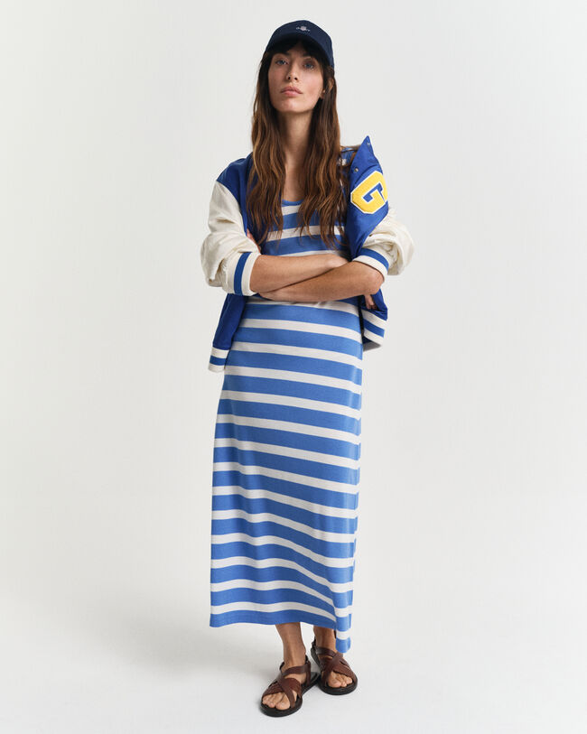 Stribet tanktop midi jerseykjole