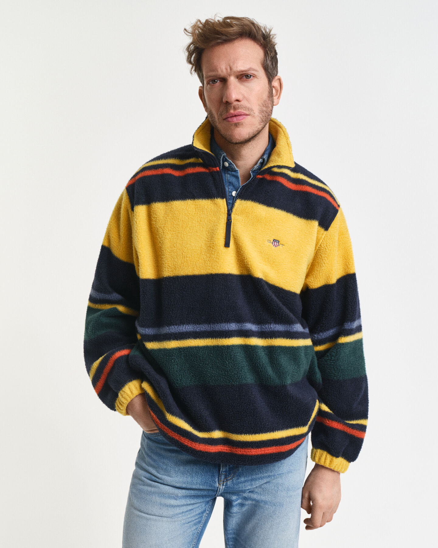 Stribet fleece sweatshirt