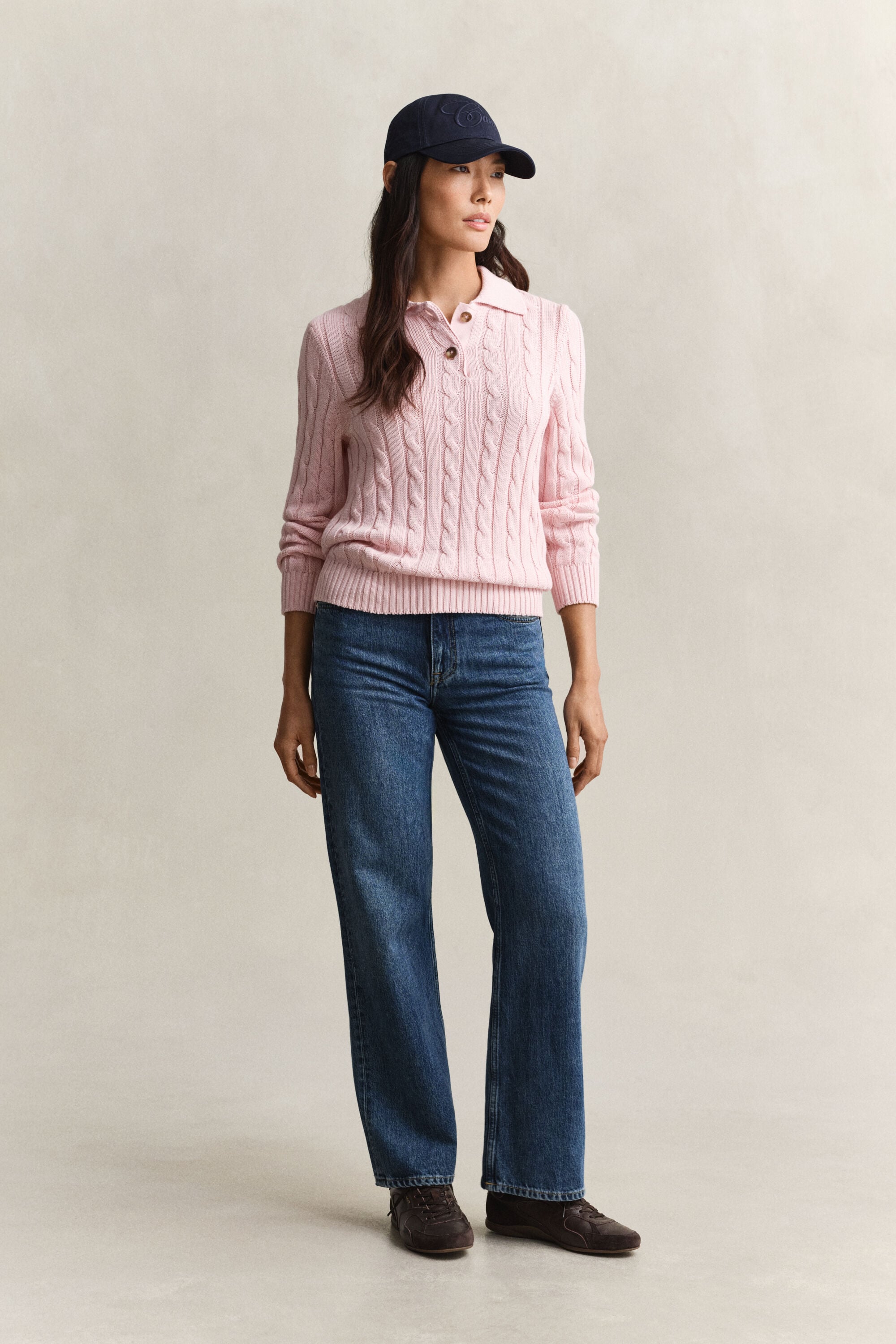 Sweater af bomuld med kabelstrik