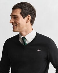 Klassiske sweater i bomuld med V-hals