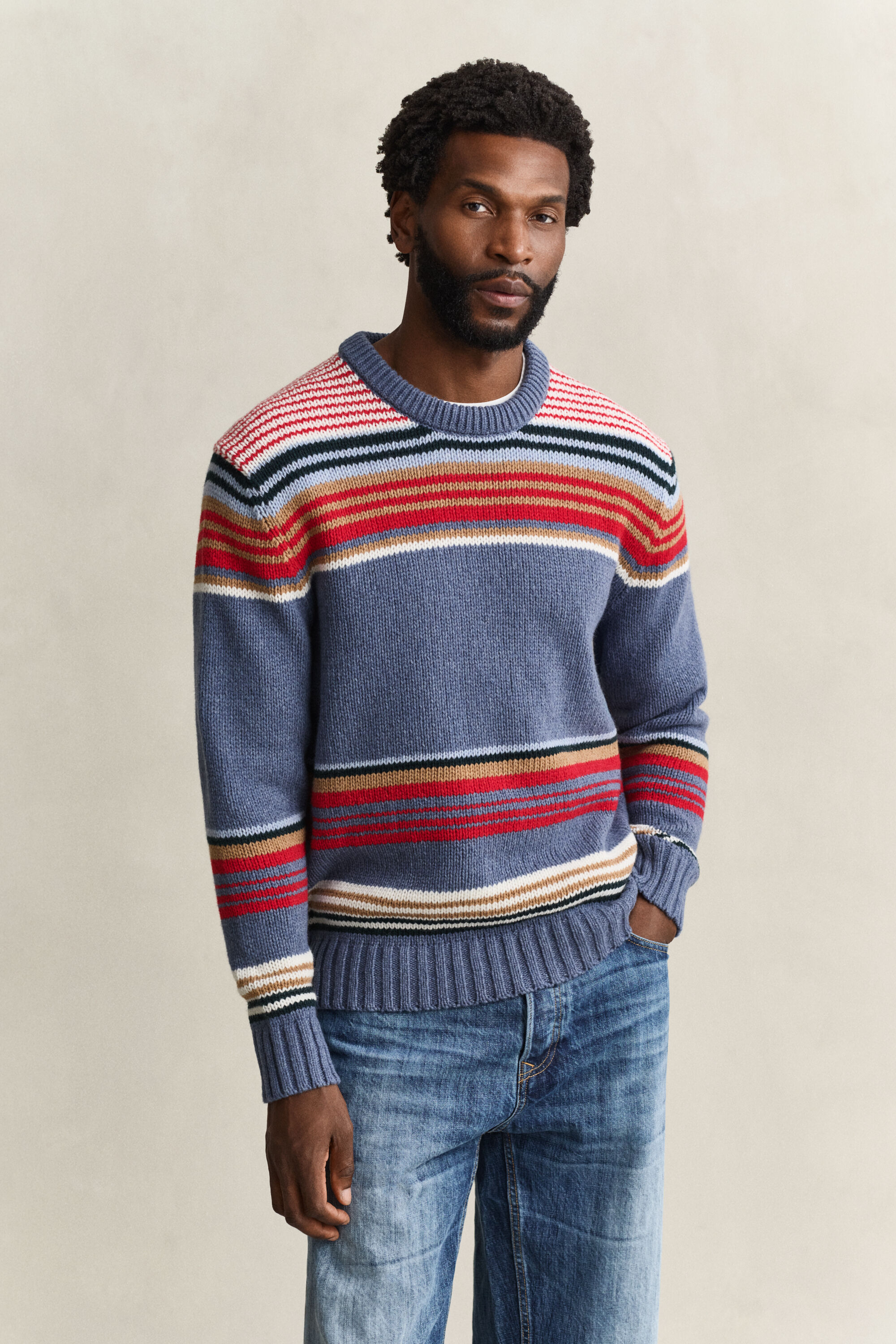 Flerstribet crewneck sweater