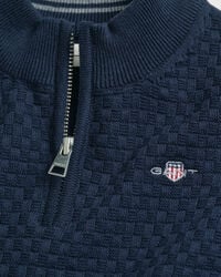 Kids sweater med mikrotekstur og halv lynlås