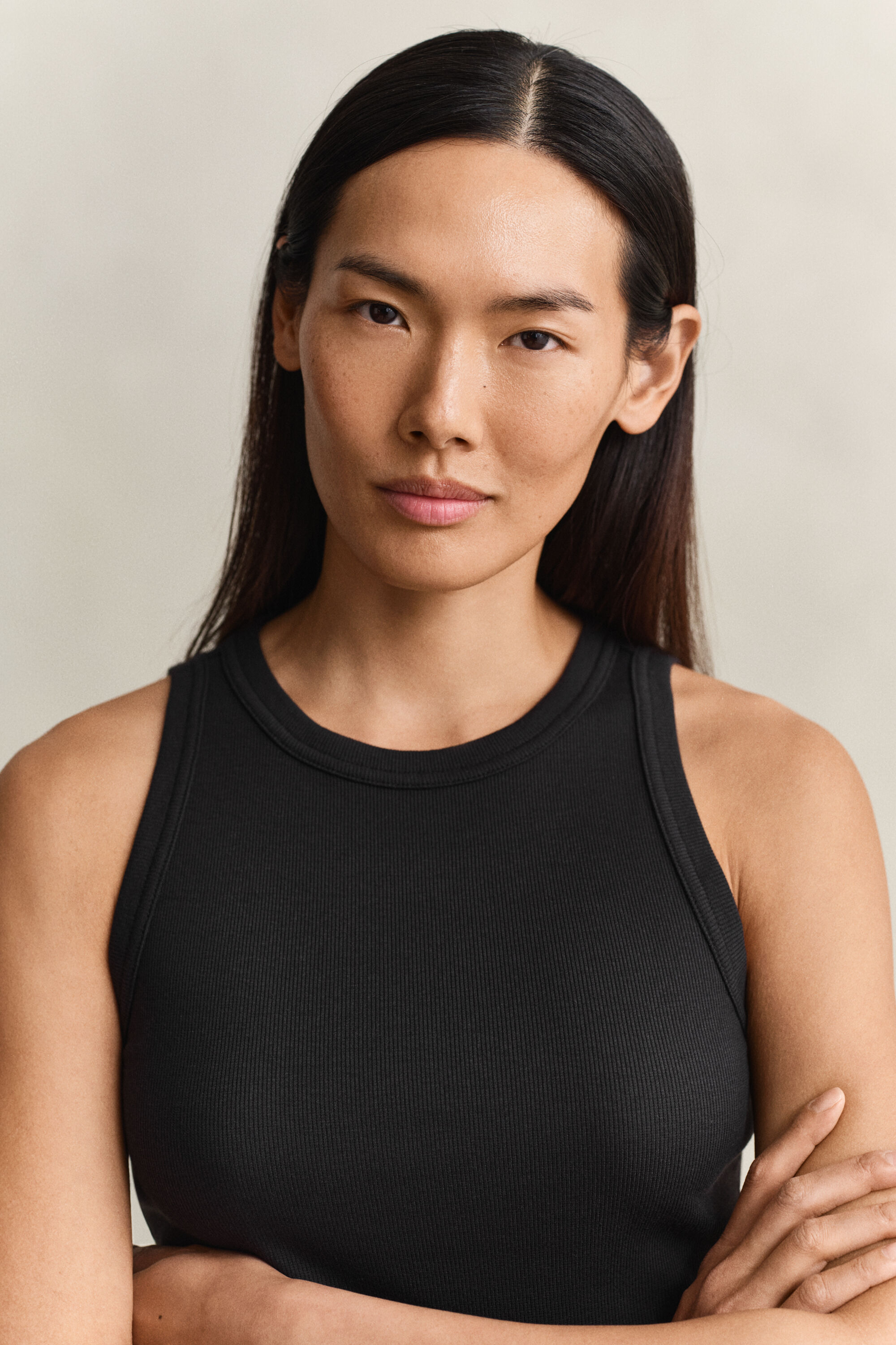 Ribstrikket tank-top