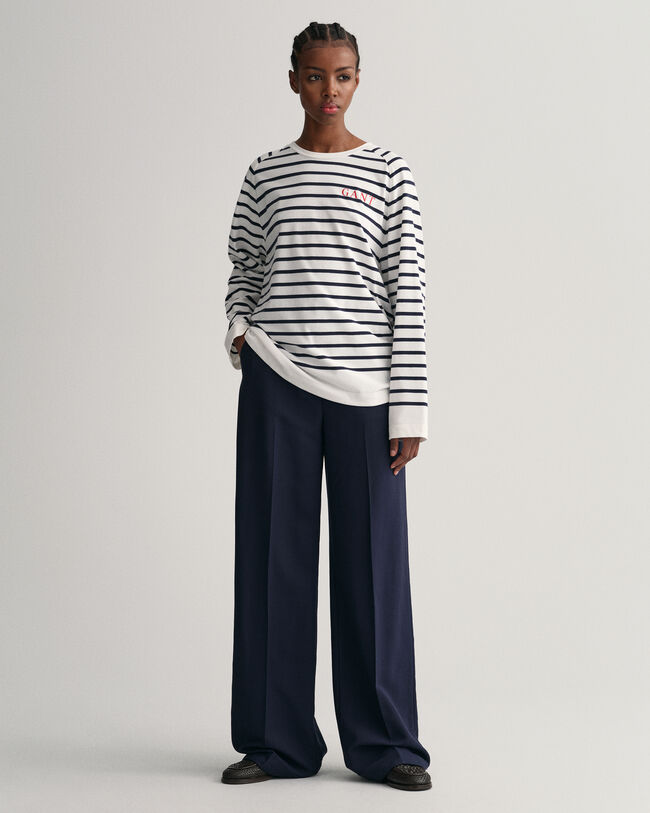 Logo stribet T-shirt med lange &aelig;rmer