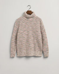 Flerfarvet sweater med rullekrave