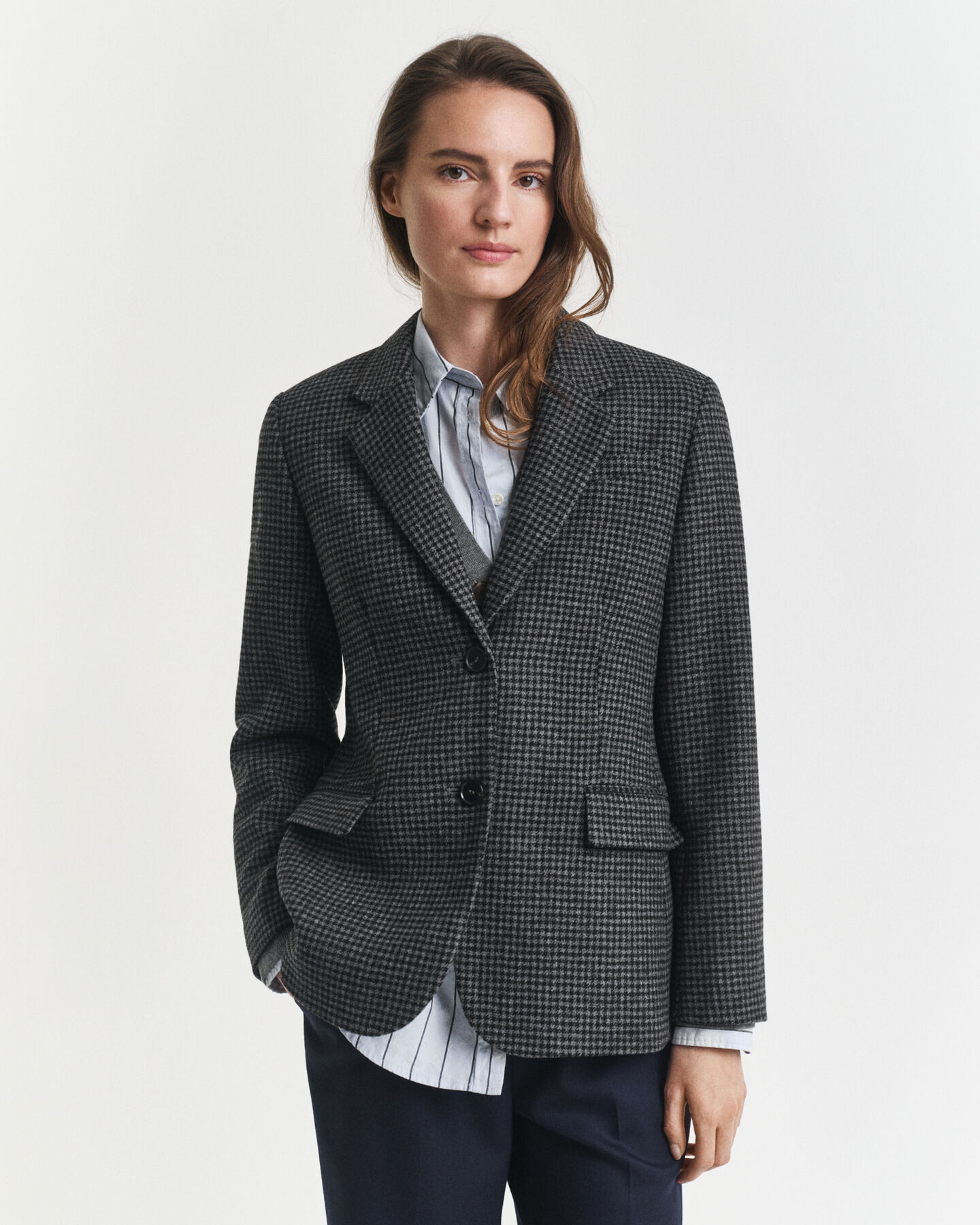 Regular fit houndstooth blazer i uld
