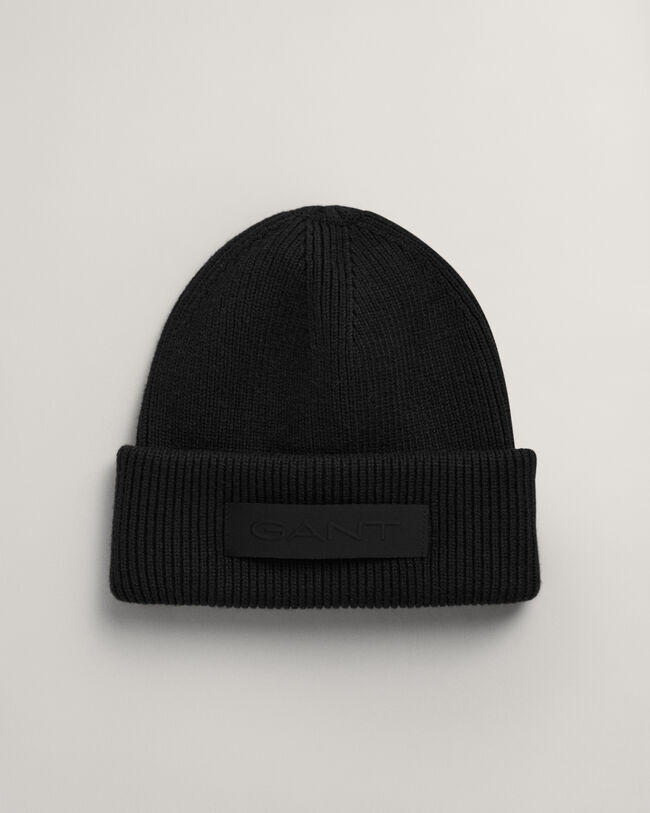 Ribstrikket beanie