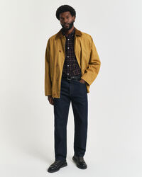 Regular fit ternet skjorte af jernbanefløjl