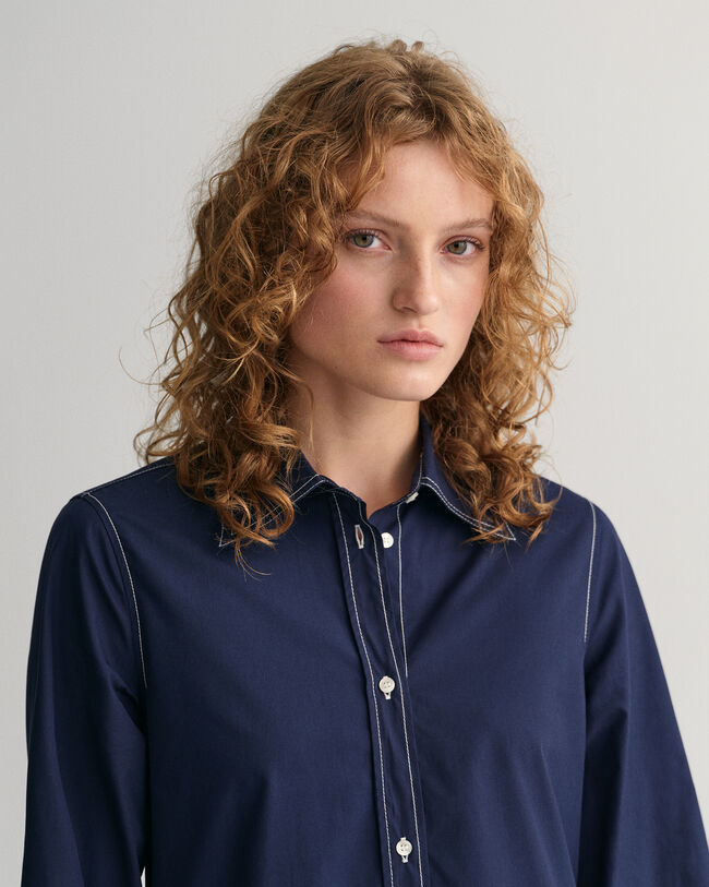 Skjortekjole med kontrastsyning