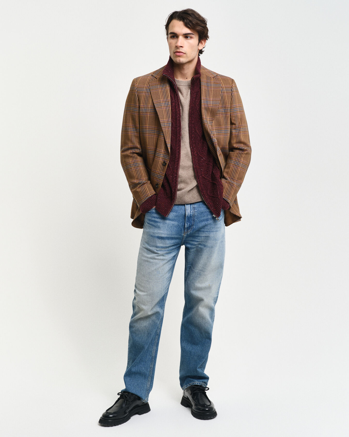 Kabelstrikket cardigan med lynlås