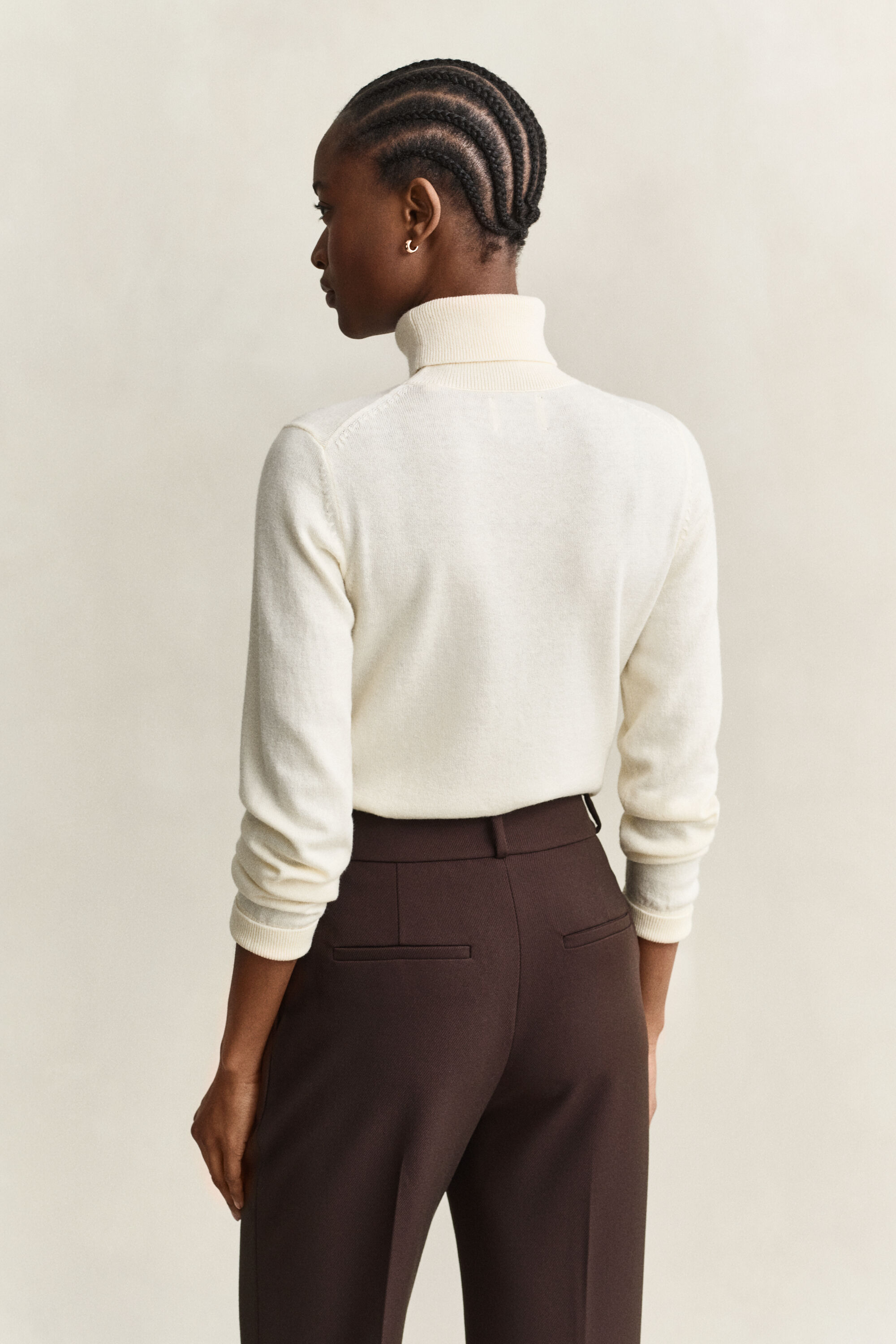 Sweater i uld og bomuld med rullekrave