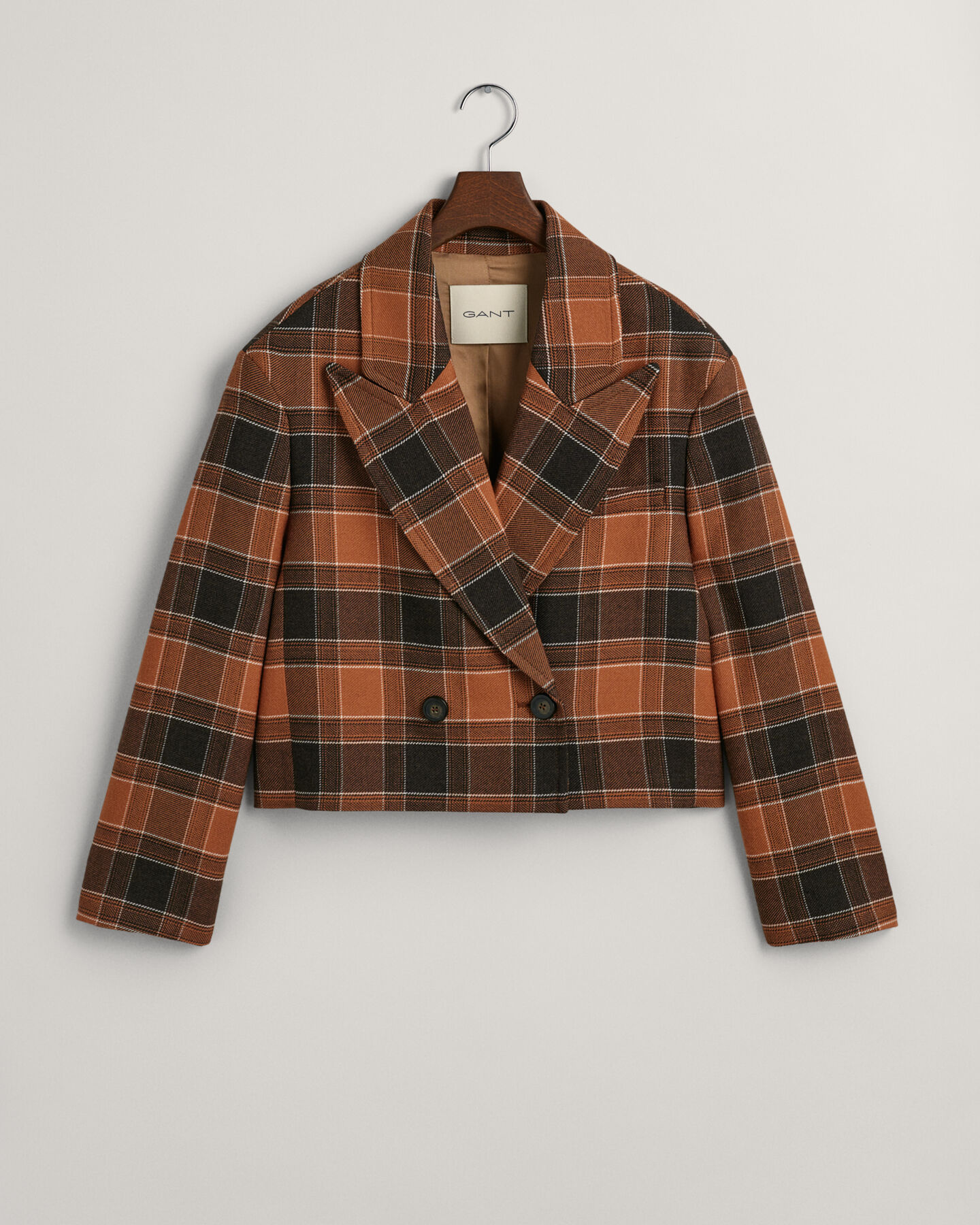 Kort ternet blazerjakke af uld