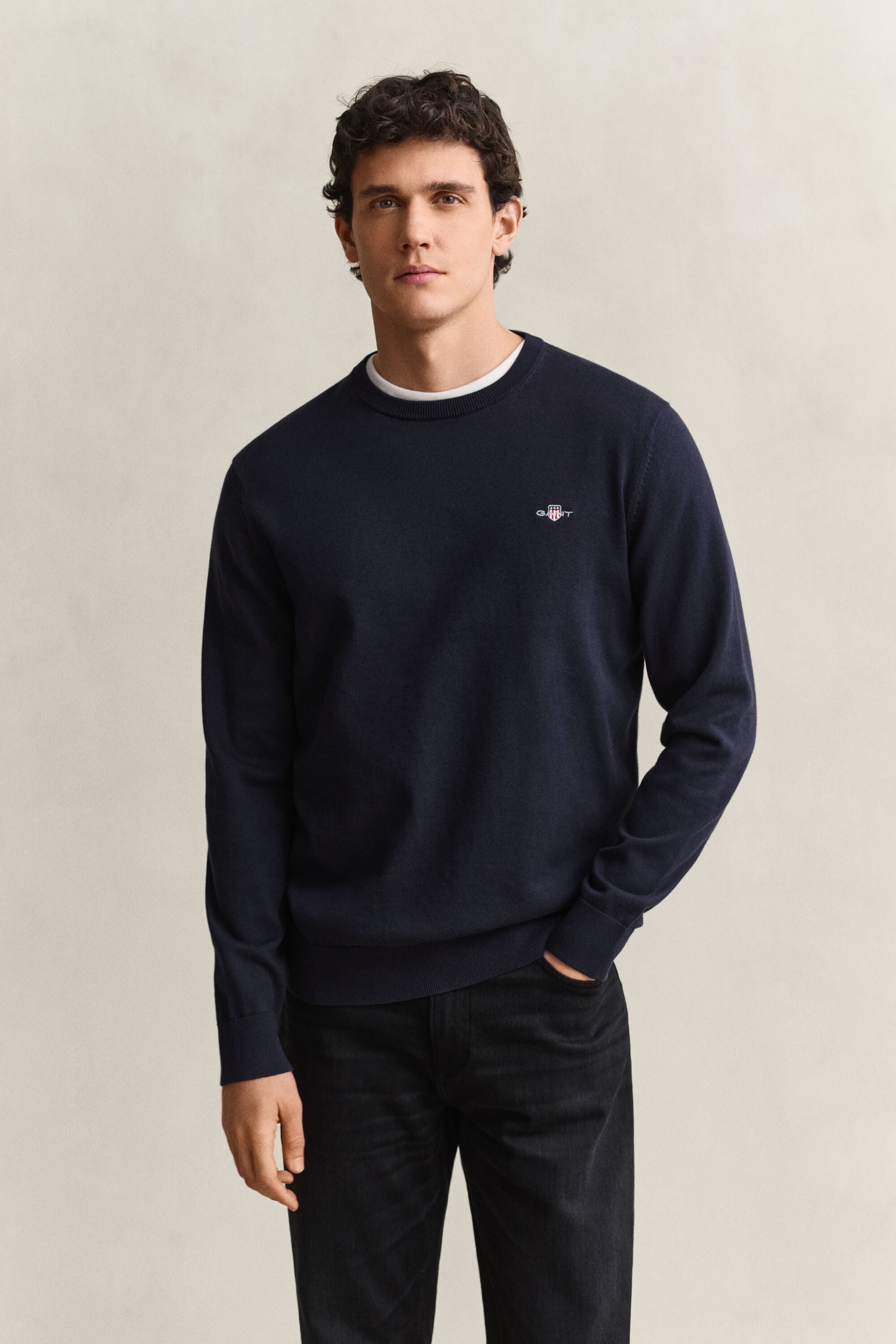 Crewneck sweater i bomuld