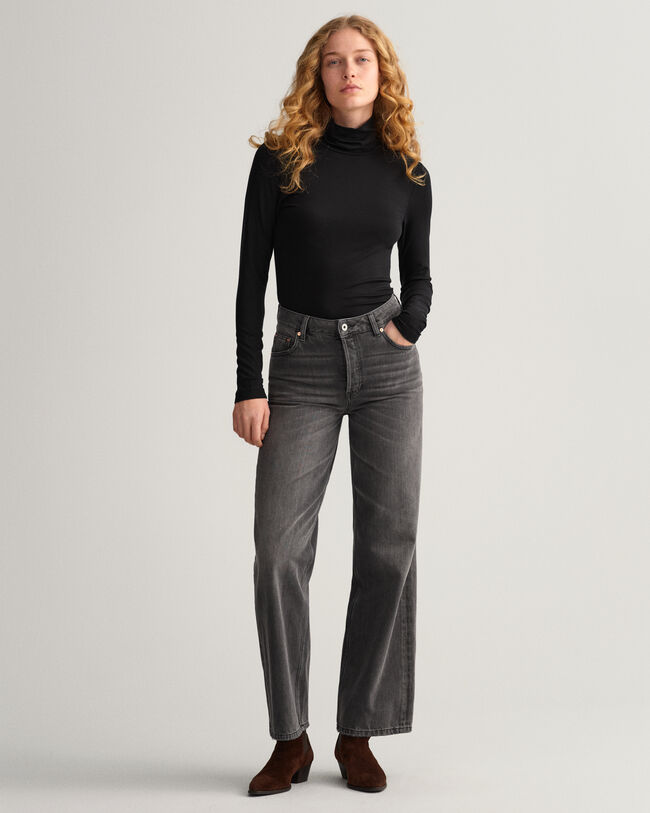 Jersey lang&aelig;rmet sweater med rullekrave