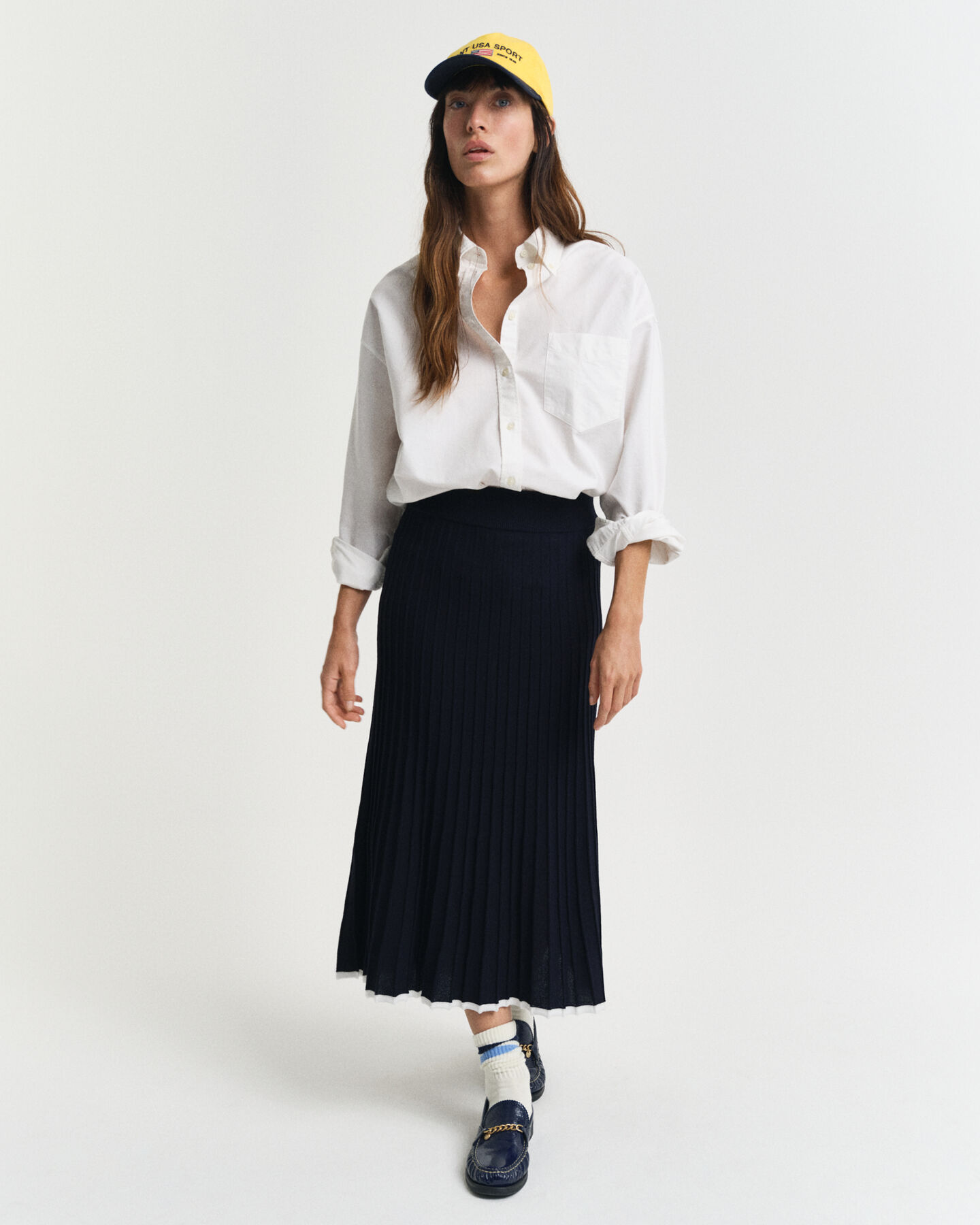 Strikket viskosenederdel