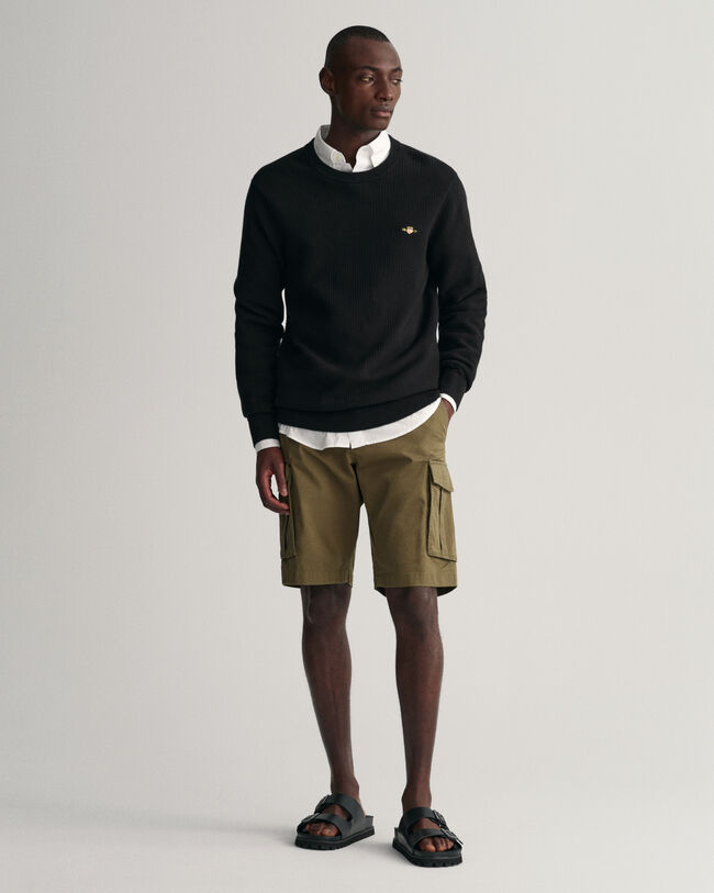 Tekstureret crewneck sweater af bomuld