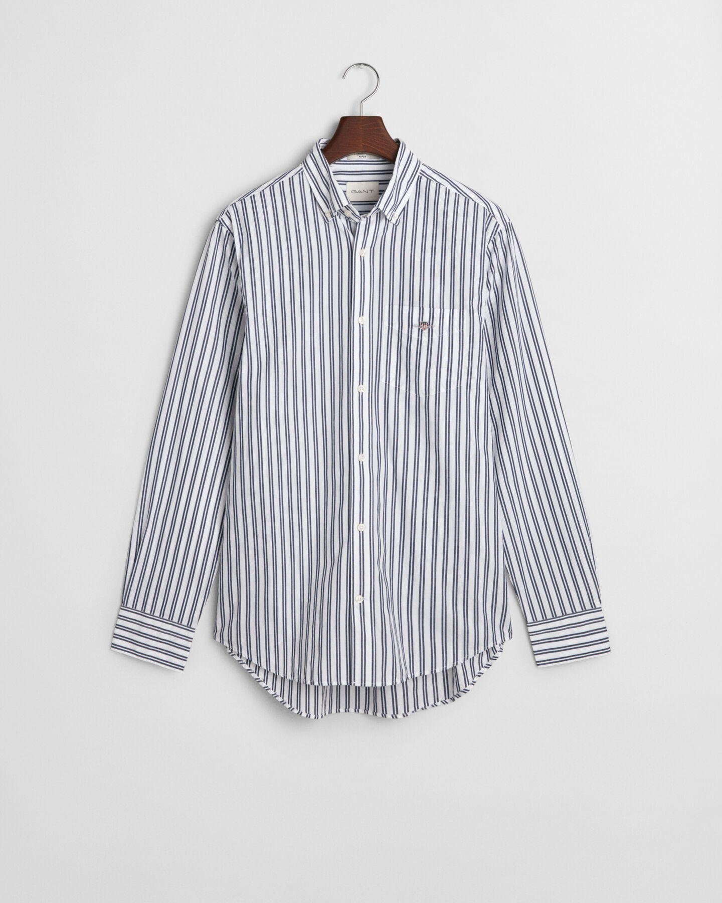 Regular fit stribet klassisk poplin-skjorte