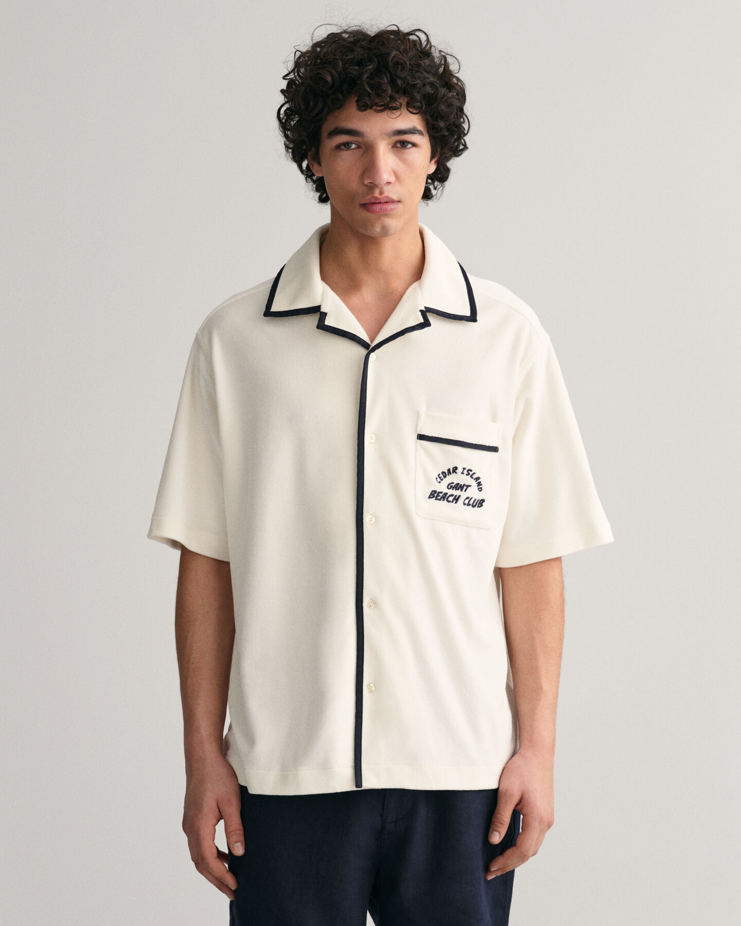 Relaxed fit Terry Cloth skjorte med korte ærmer