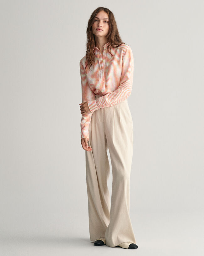 Regular fit stribet skjorte af h&oslash;r