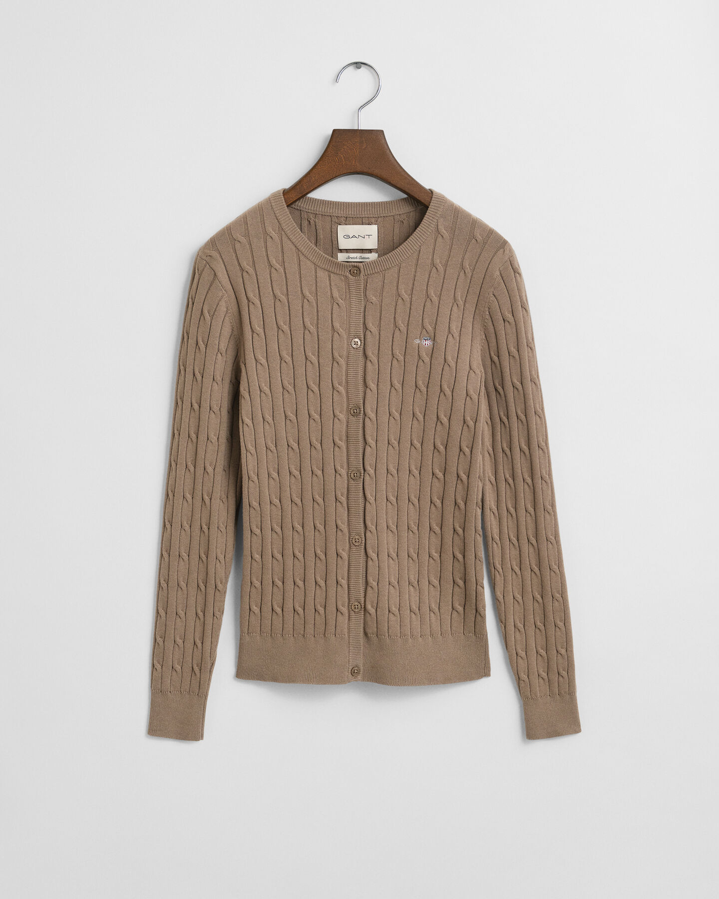 Cardigan af strækbomuld med kabelstrik