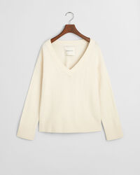 Sildebensm&oslash;nstret sweater med V-hals