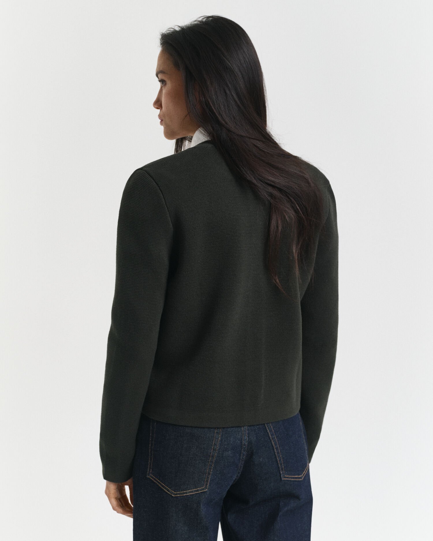 Cardigan med kontrastfarvet strik