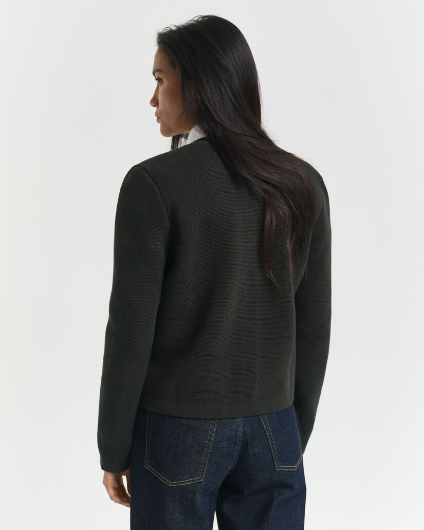 Cardigan med kontrastfarvet strik