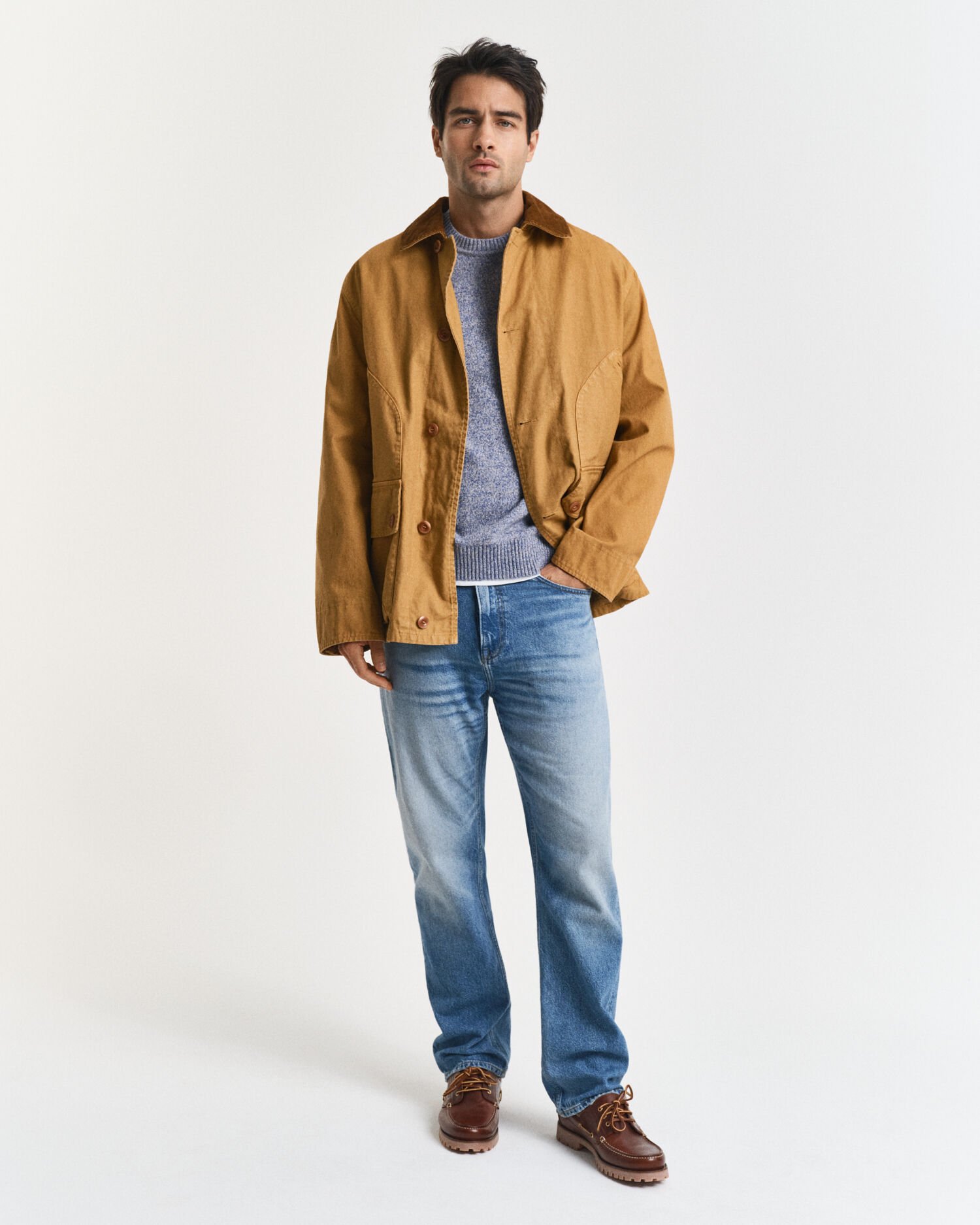 Sweater med crewneck i mouliné uldblanding