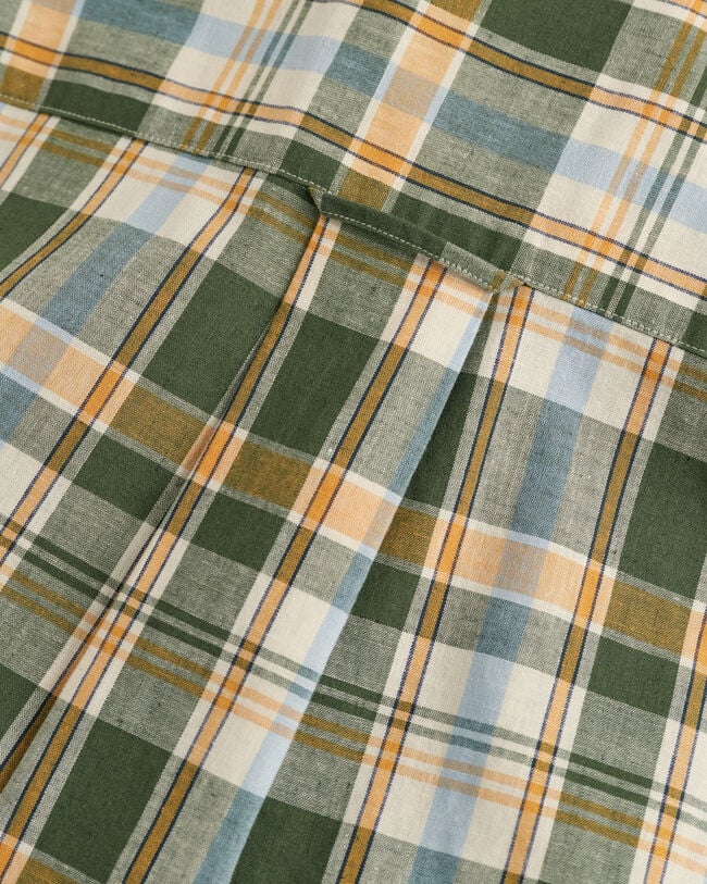 Regular fit ternet skjorte af bomuld og h&oslash;r med korte &aelig;rmer