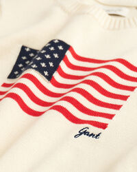 Kids strikket crewneck sweater med flag