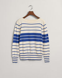 Blokstribet sweater med bådudskæring