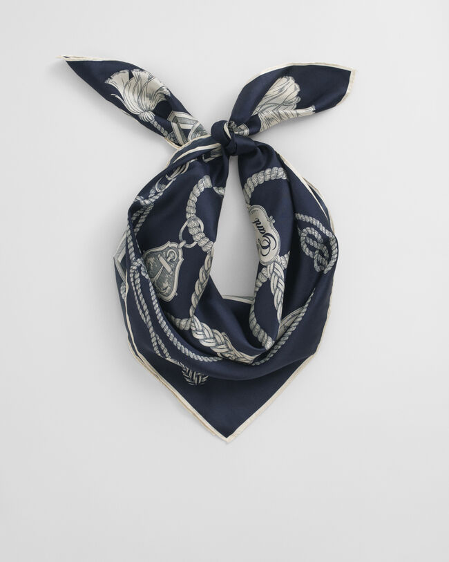 Silketørklæde med sejlads-tryk