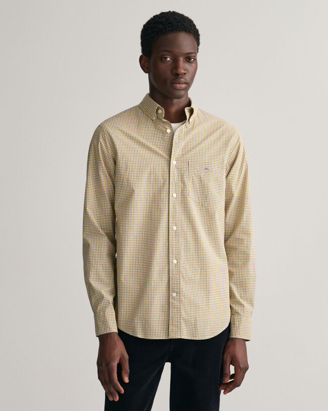Regular fit poplin-skjorte med mikrotern