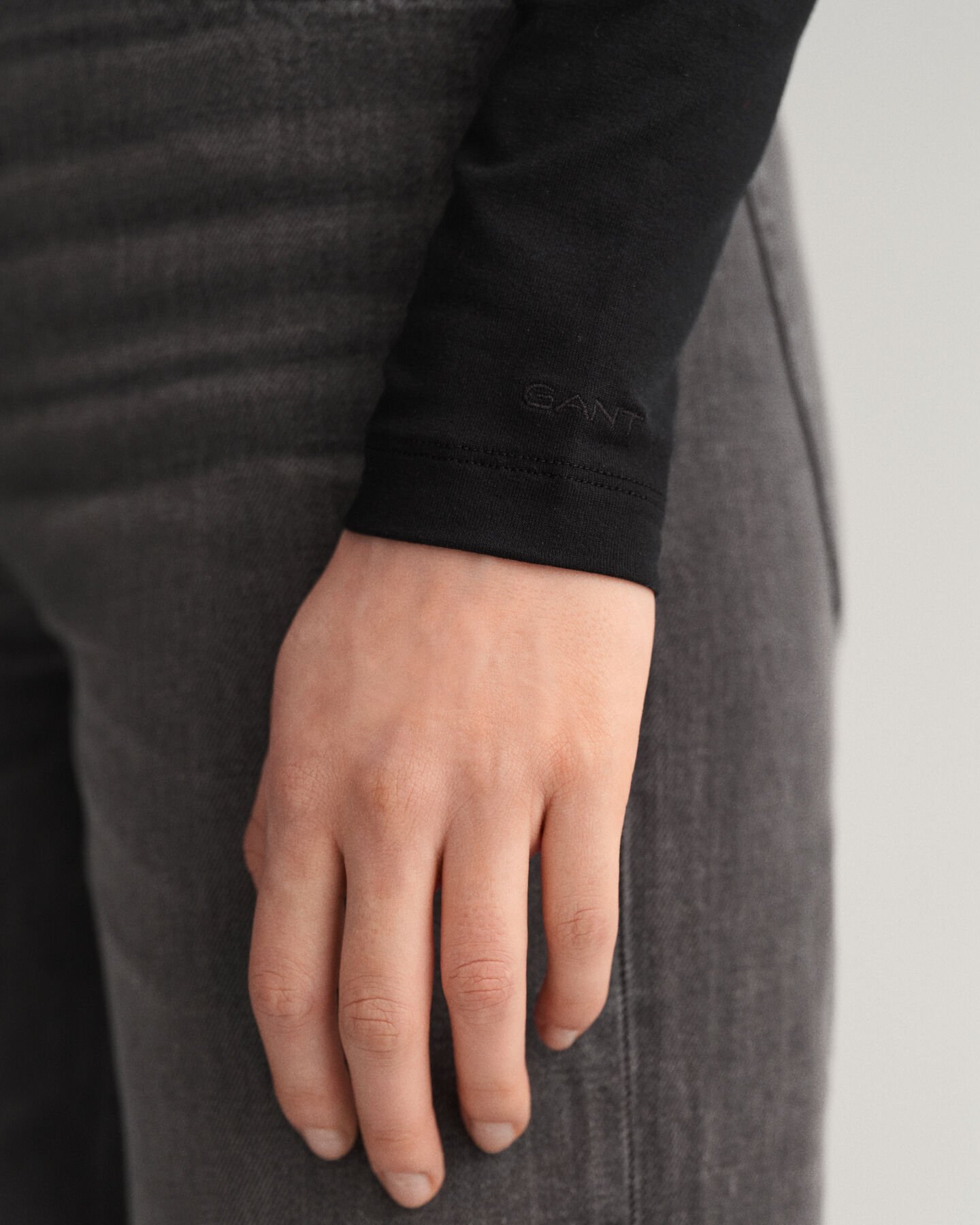 Jersey lang&aelig;rmet sweater med rullekrave