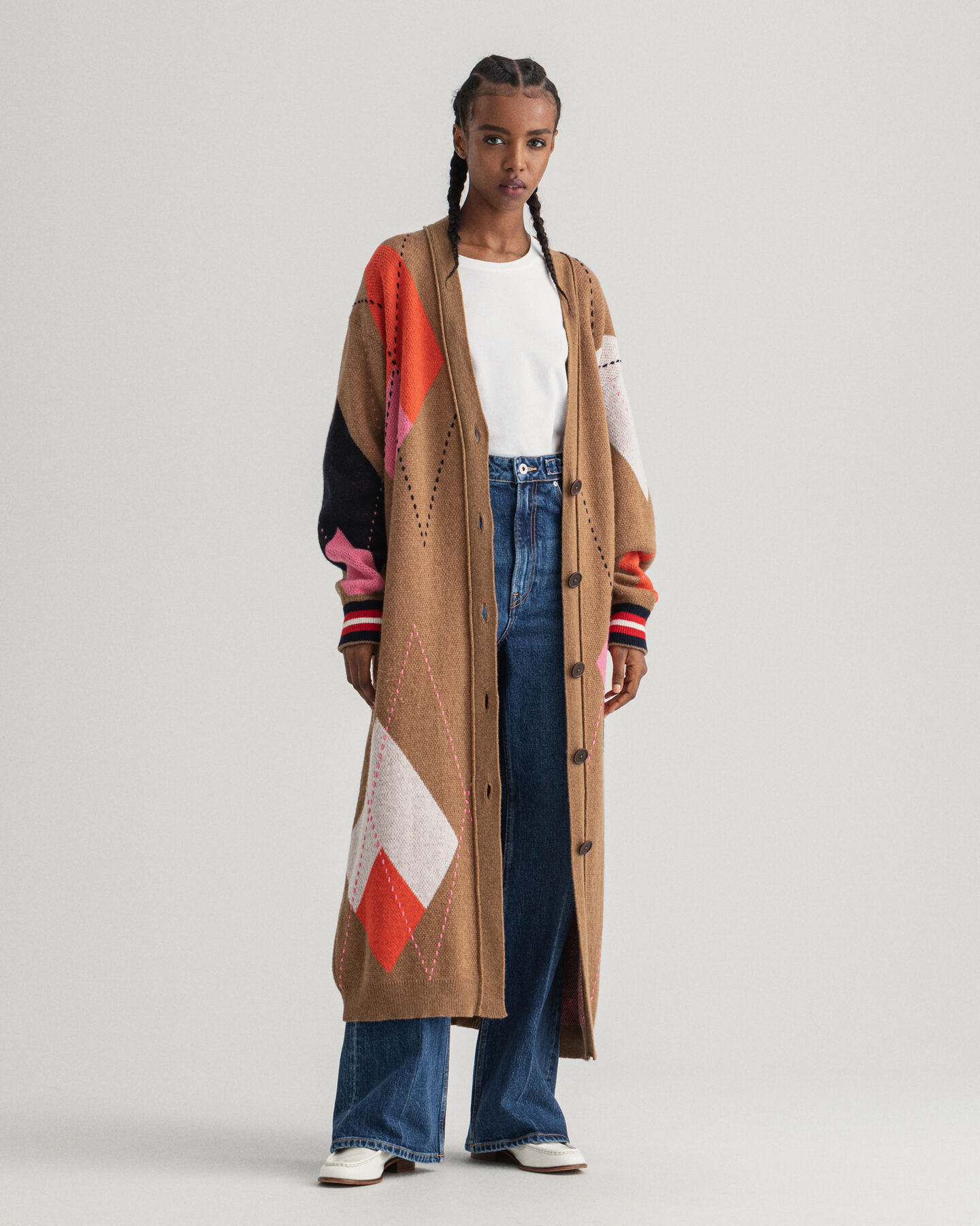 Lang argyle cardigan