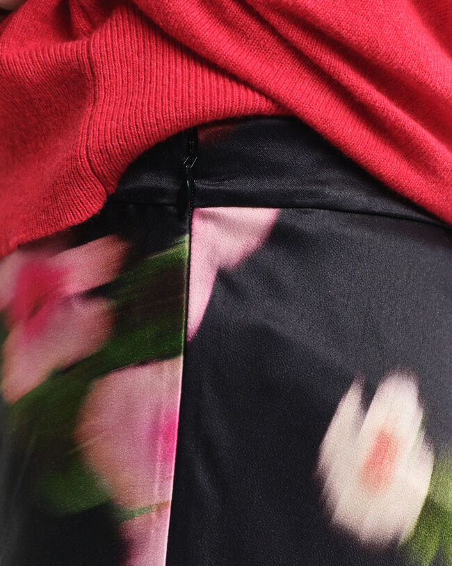 Midi A-Line nederdel med blomstertryk