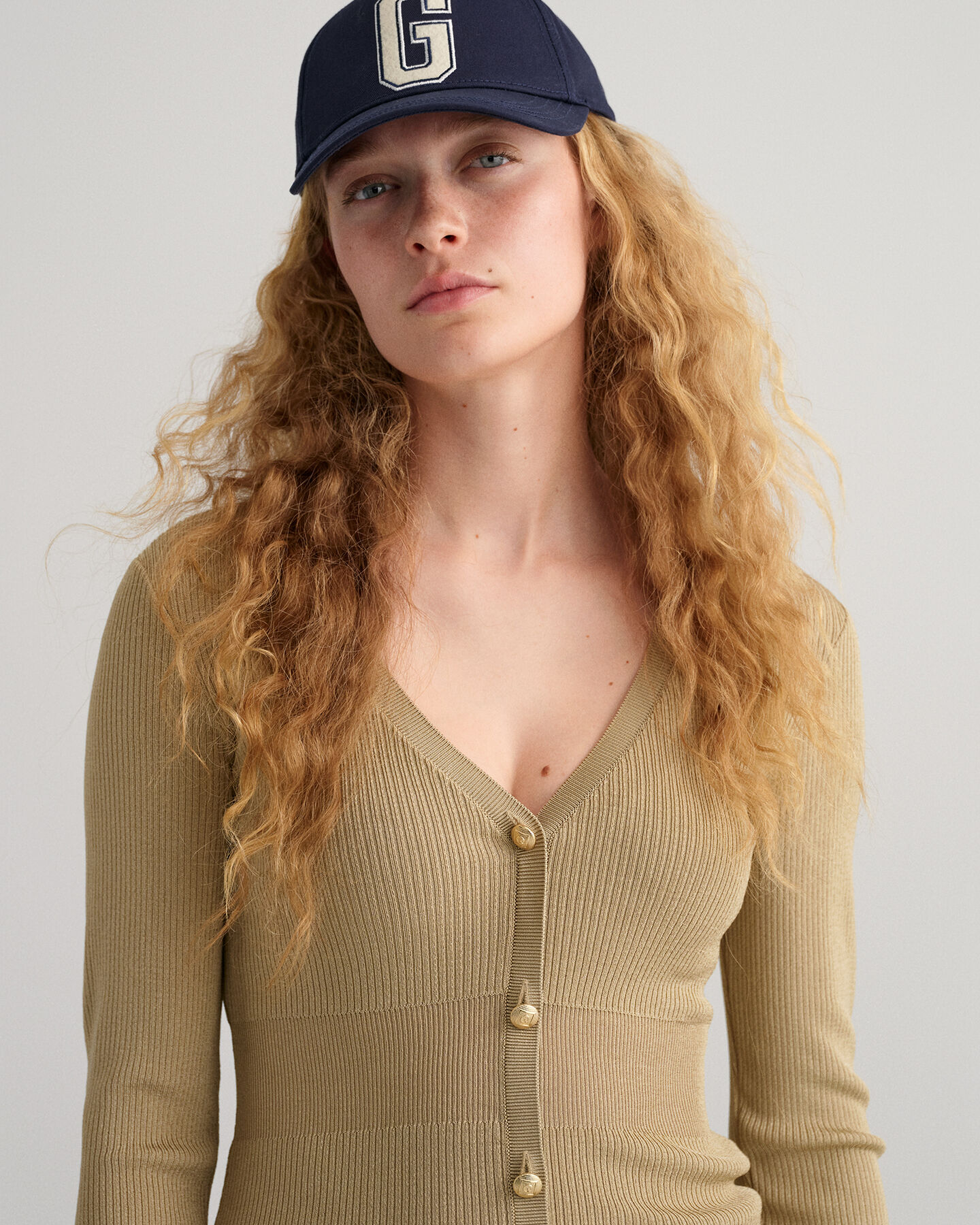 Ribstrikket cardigan-top