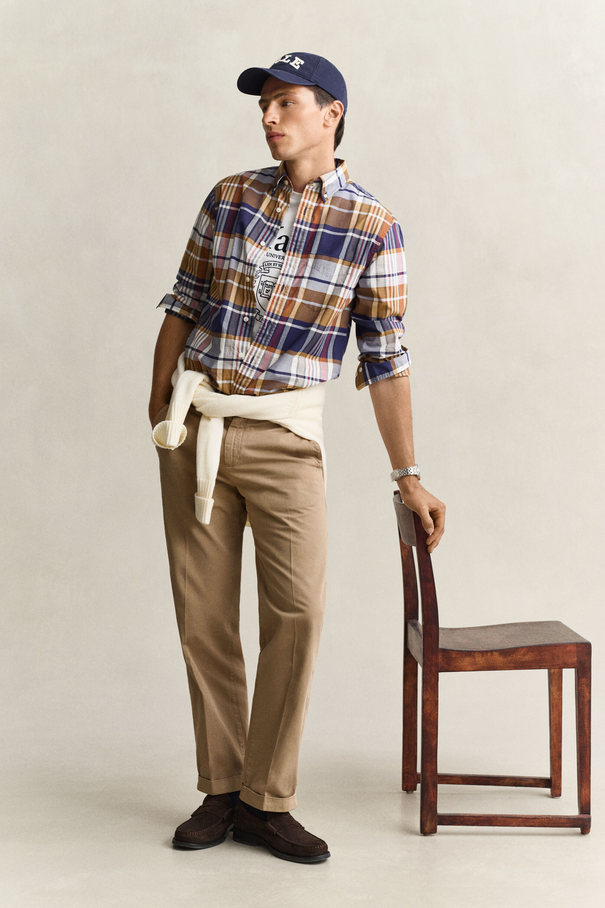 Gant x Yale ternet skjorte af poplin
