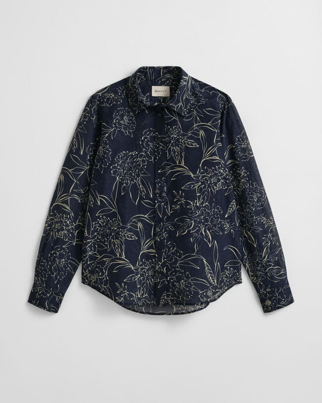 Regular fit bomuldssilkeskjorte med Floral-tryk