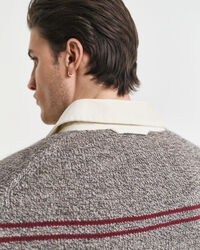 Stribet polosweater af uldblanding