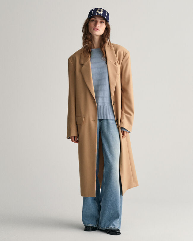 Tonal stribet crewneck sweater i bomuld