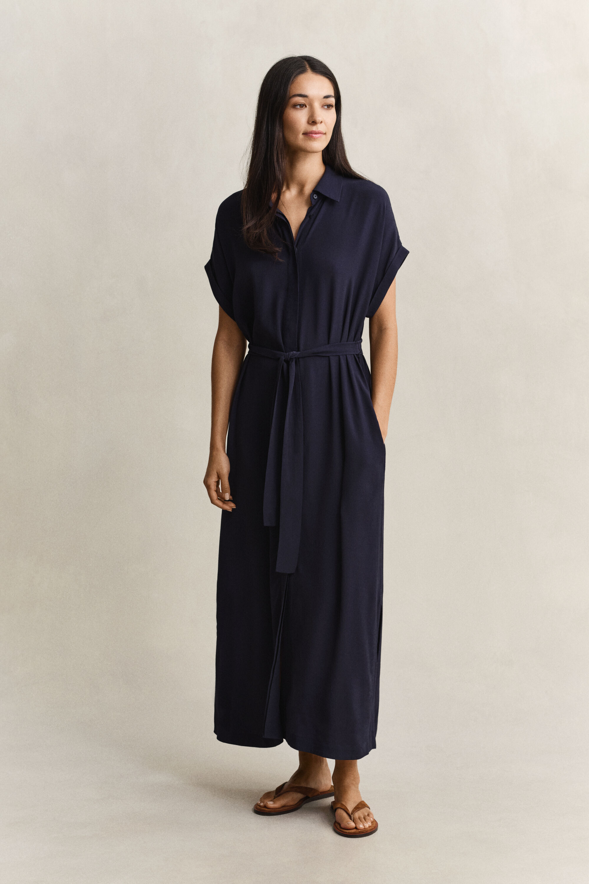 Skjortekjole med korte ærmer