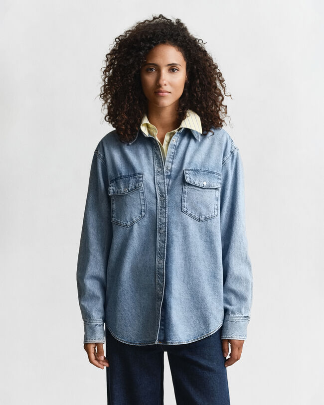 Relaxed fit denim-skjorte