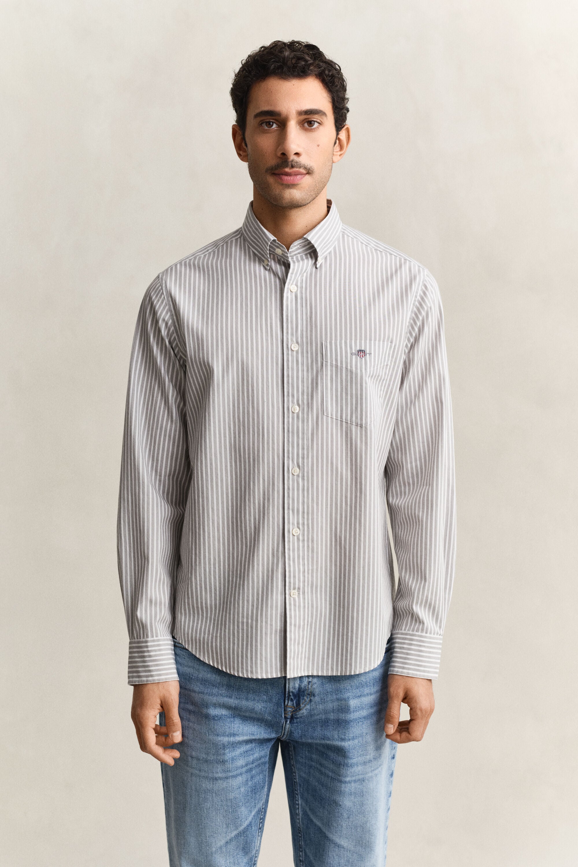 Stribet klassisk poplin-skjorte