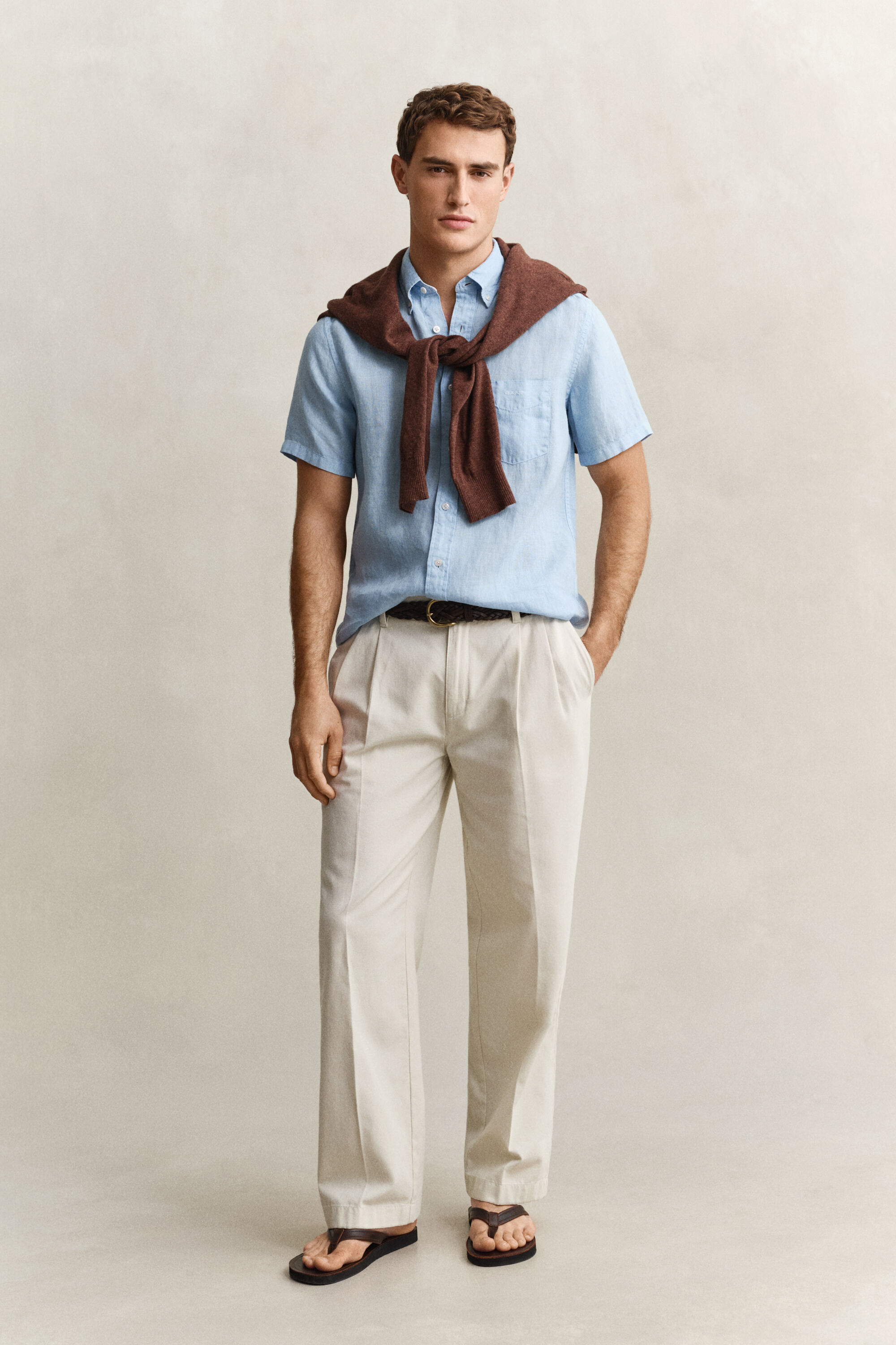 Kortærmet skjorte af hør