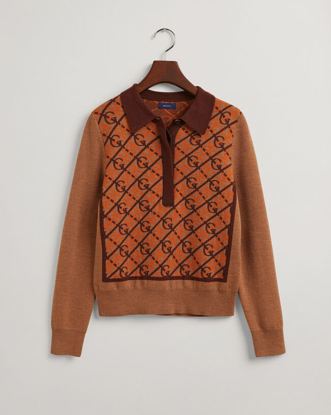 G-mønstret top med krave