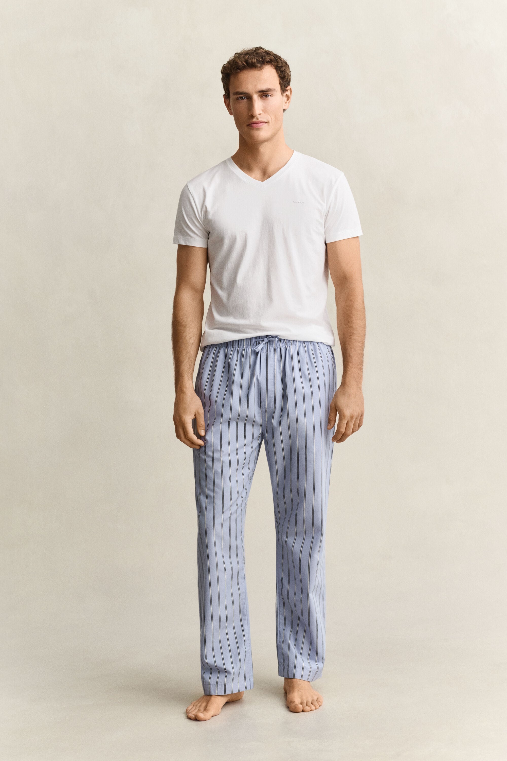 Stribede poplin pyjamasbukser