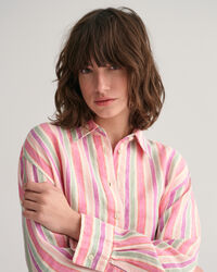 Flerstribet skjortekjole af h&oslash;r