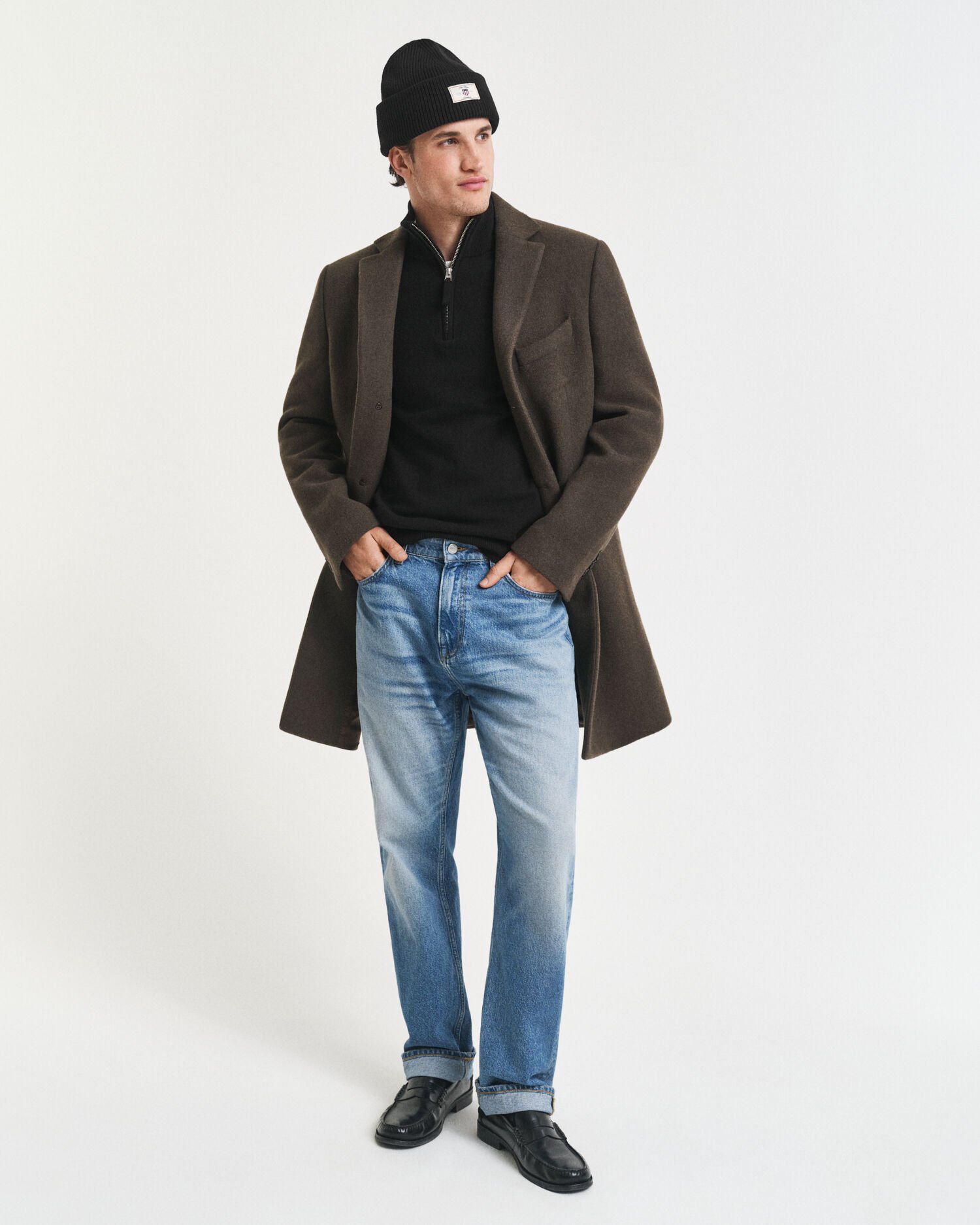 Sweater af ekstra fin lammeuld med halv lynlås