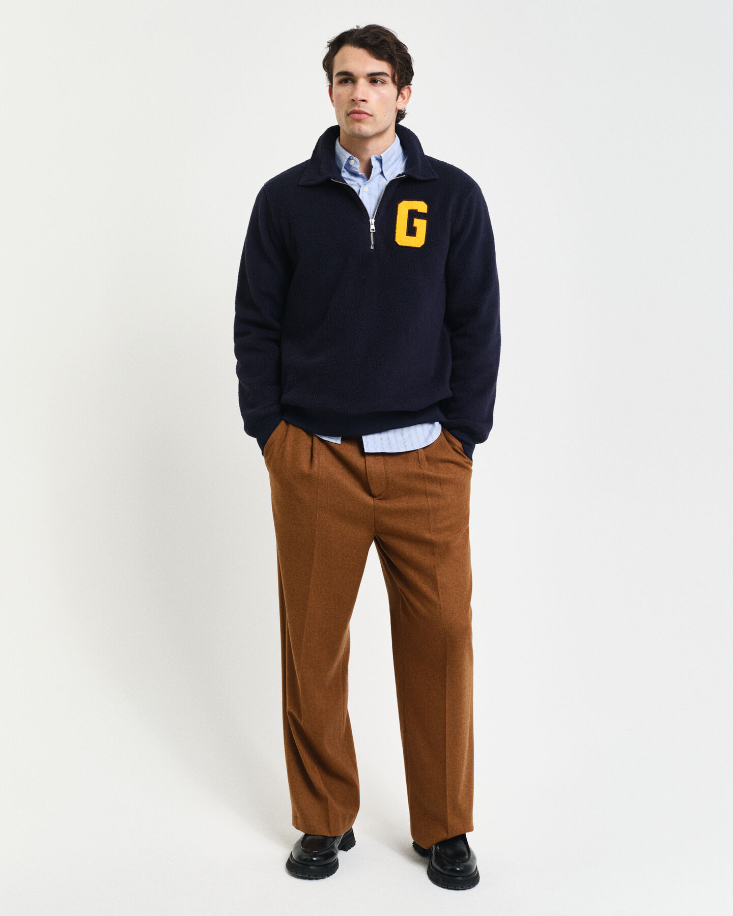 Graphic fleece med halv lynlås